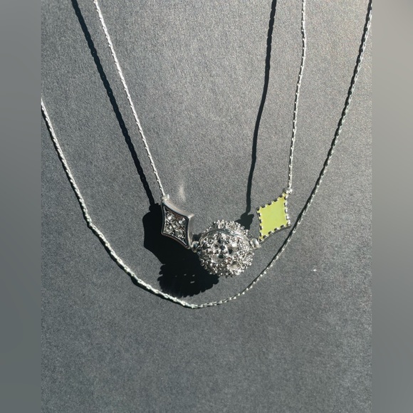 Charming Charlie Necklace & Earring Set. Metal Beads With Light Green Accent.NWT - Picture 3 of 5